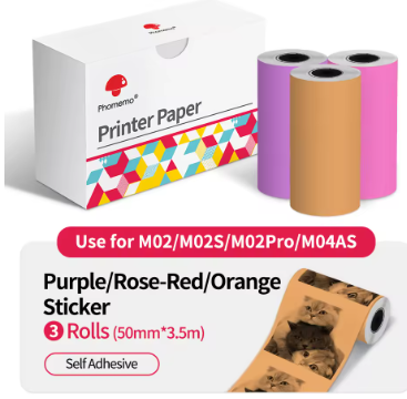 Printer mini Thermal Sticker Rolls (3-Pack)