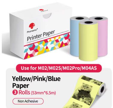 Printer mini Thermal Sticker Rolls (3-Pack)