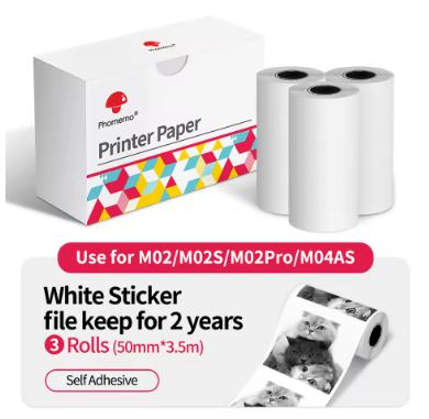 Printer mini Thermal Sticker Rolls (3-Pack)