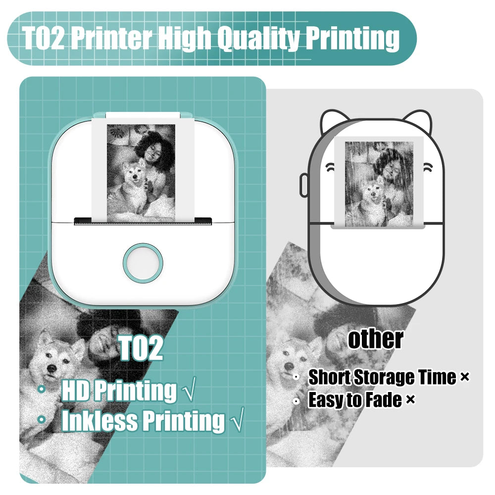 Compact Thermal Pocket Printer for Self-Adhesive Sticker Creation for DIY Projects and Journals