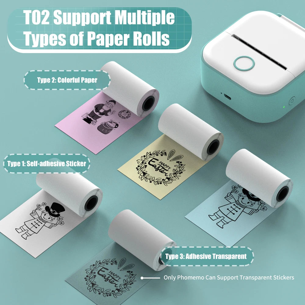 Compact Thermal Pocket Printer for Self-Adhesive Sticker Creation for DIY Projects and Journals