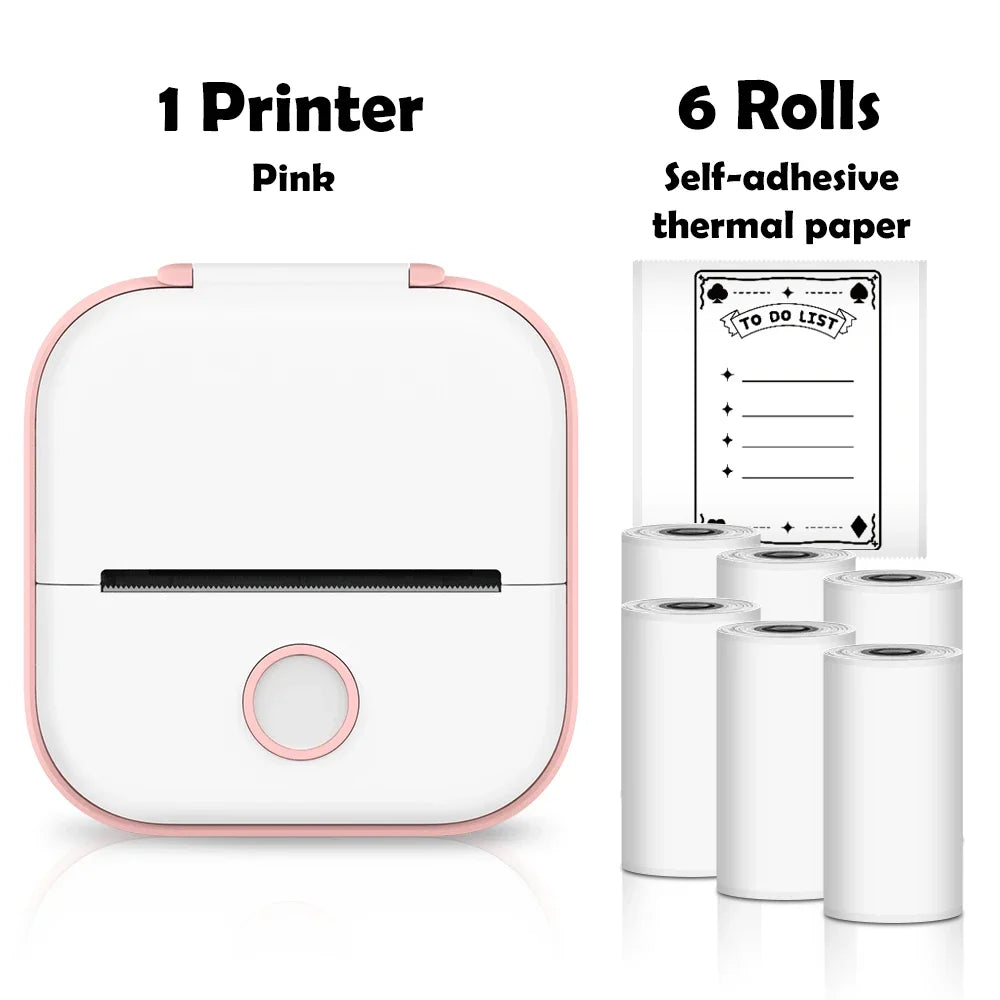 Compact Thermal Pocket Printer for Self-Adhesive Sticker Creation for DIY Projects and Journals