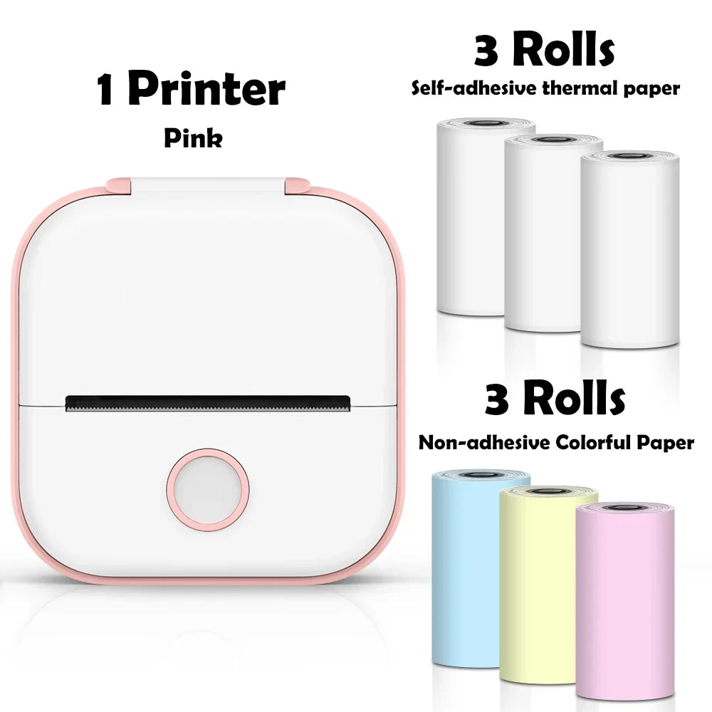 Compact Thermal Pocket Printer for Self-Adhesive Sticker Creation for DIY Projects and Journals