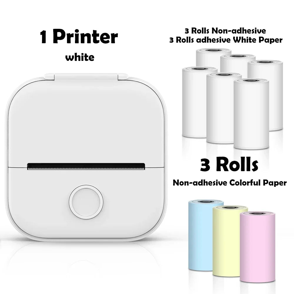 Compact Thermal Pocket Printer for Self-Adhesive Sticker Creation for DIY Projects and Journals