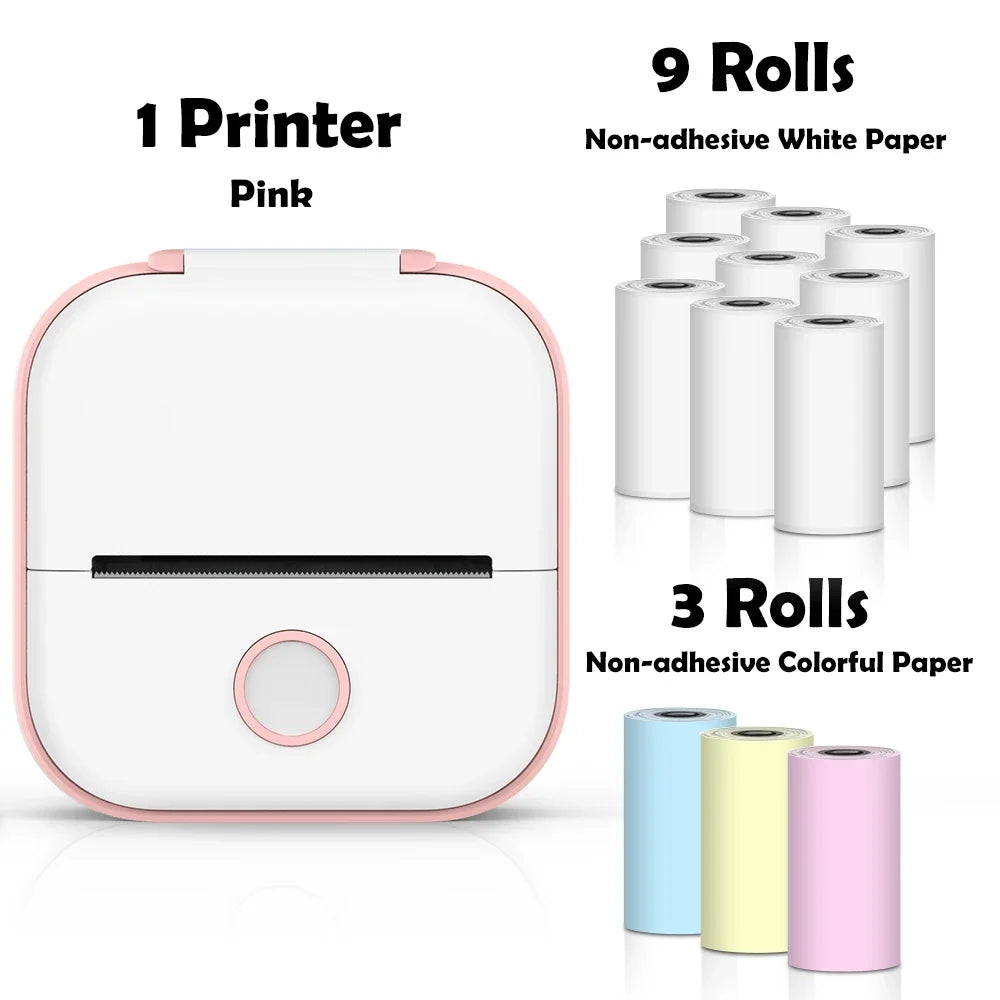 Compact Thermal Pocket Printer for Self-Adhesive Sticker Creation for DIY Projects and Journals